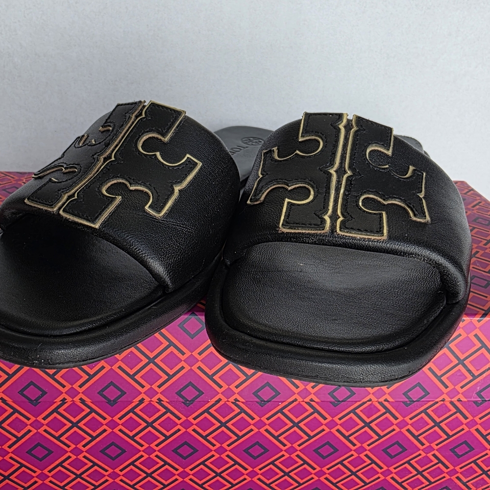 Tory Burch Black Slide Perfect Black/Gold Size 10 - Picture 15 of 15